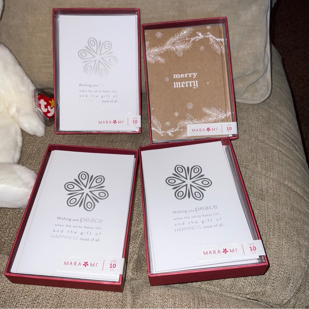 Boxed Christmas Cards 40 Foil Glitter Snowflakes cards total Mara Mi NEW